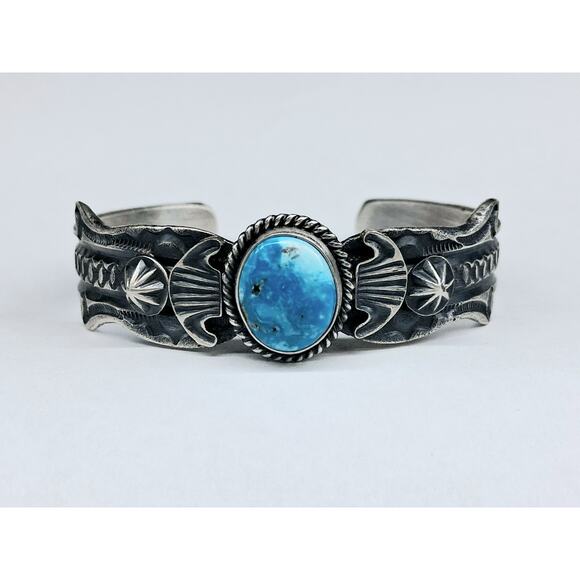 Navajo Kevin Billah, Sonoran Gold Turquoise Sterling Silver Cuff Bracelet Size 6 - Picture 1 of 10
